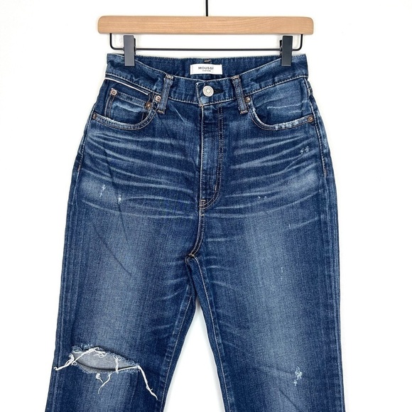 Moussy Vintage Rhode Cropped Flare High Rise Distressed Jeans Size 27 - Picture 3 of 14